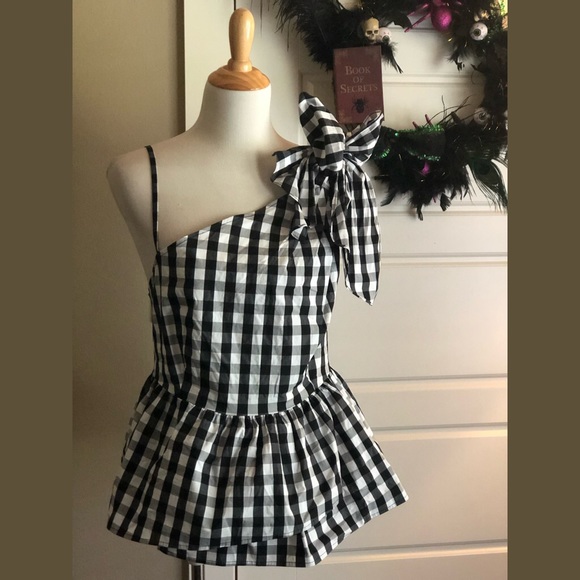 Who What Wear Tops - Who What Wear Check One Shoulder Top